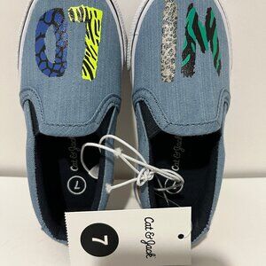 Cat & Jack 'WILD' chambray Slip On Sneakers for Toddler Size # 7 NWT